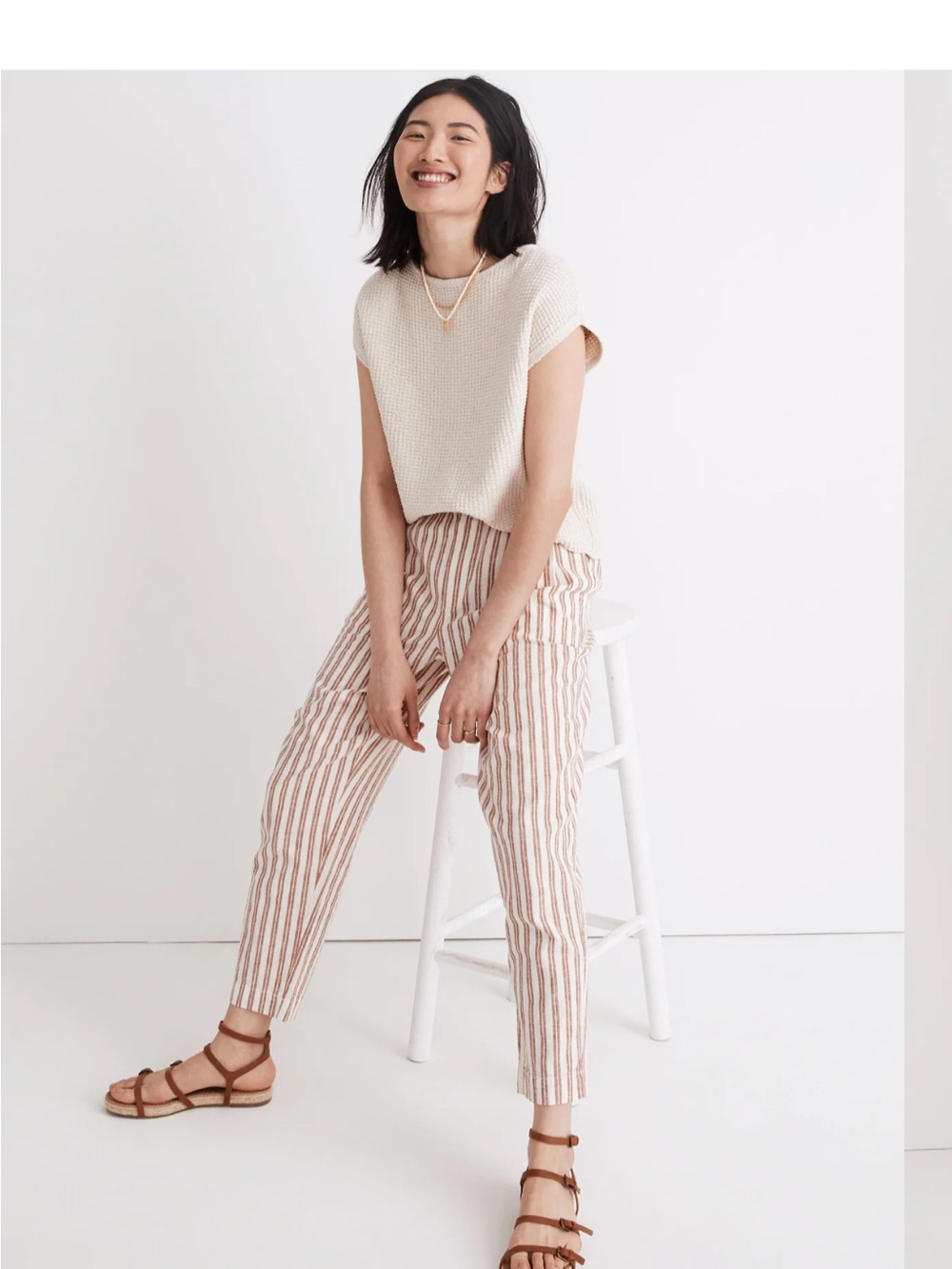 Madewell Linen-Cotton Track Trousers in Stripe size medium
